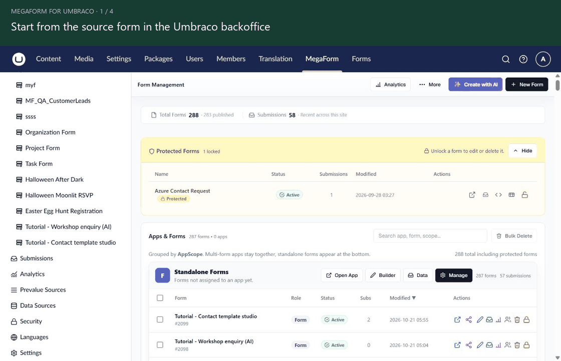 Select workflow actions and copy them to a destination form