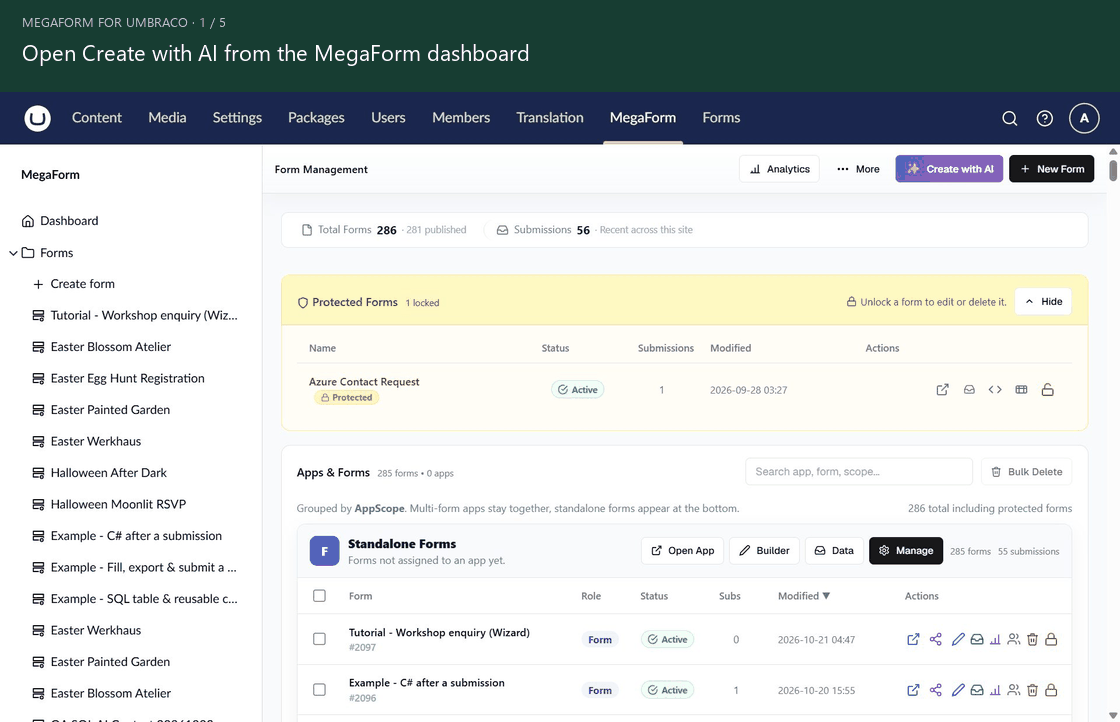 Create and save an English form with MegaForm AI