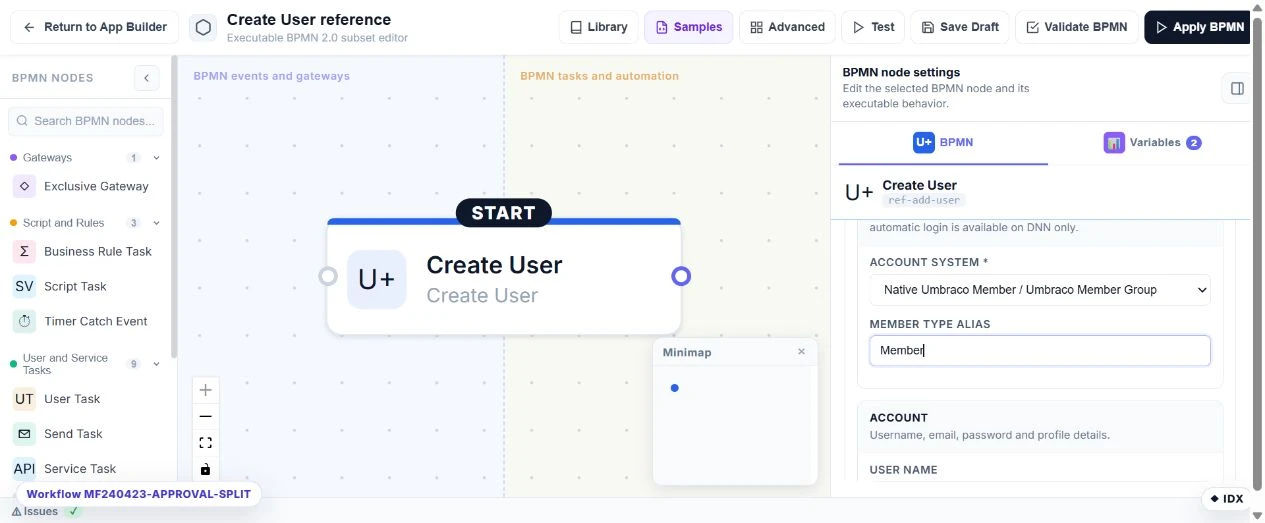 Create Umbraco Member: configuration in the running Umbraco MegaForm builder