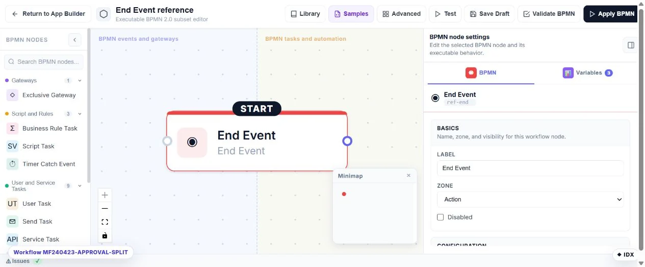 End Event: configuration in the running Umbraco MegaForm builder