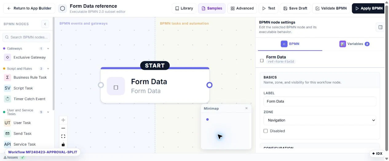 Form Data: configuration in the running Umbraco MegaForm builder