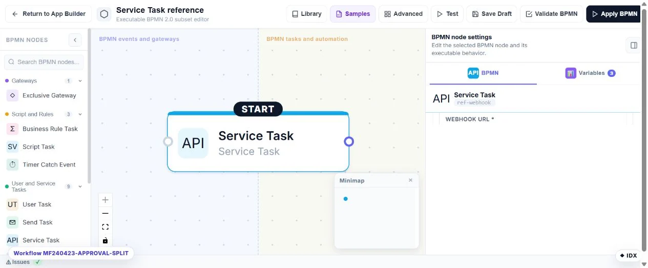 Service Task: configuration in the running Umbraco MegaForm builder