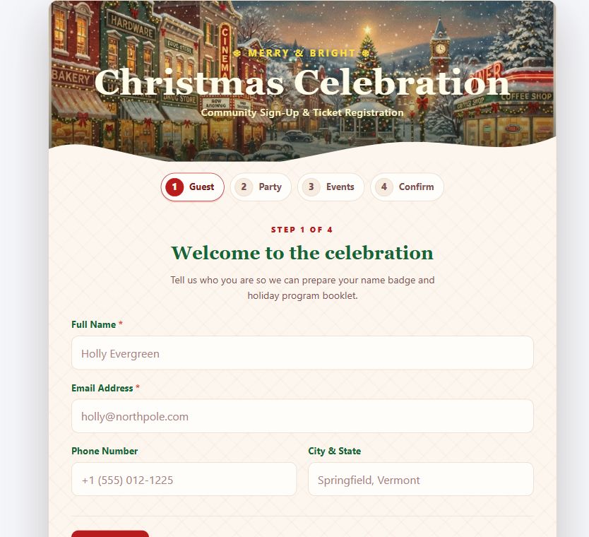 Christmas Community Celebration — Sign-Up on Umbraco