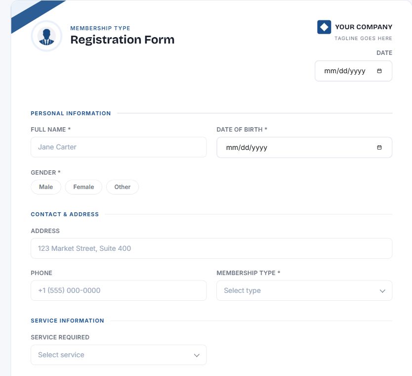 Registration Form — Corporate Blue on Umbraco