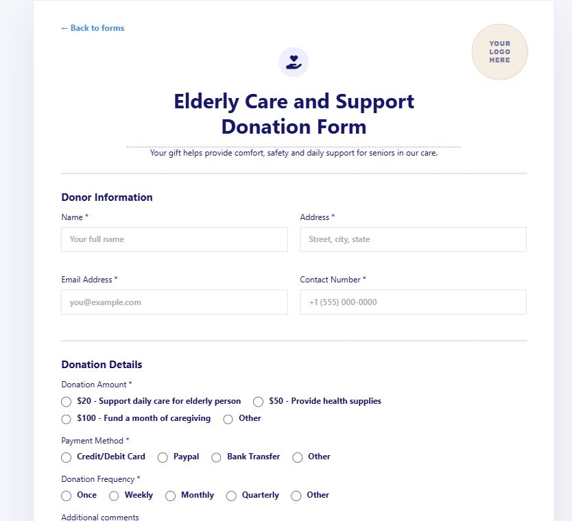 Elderly Care Donation on Umbraco