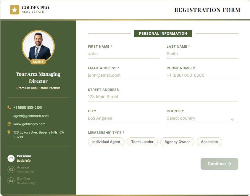 Golden Pro — Real Estate Agent Registration on Umbraco