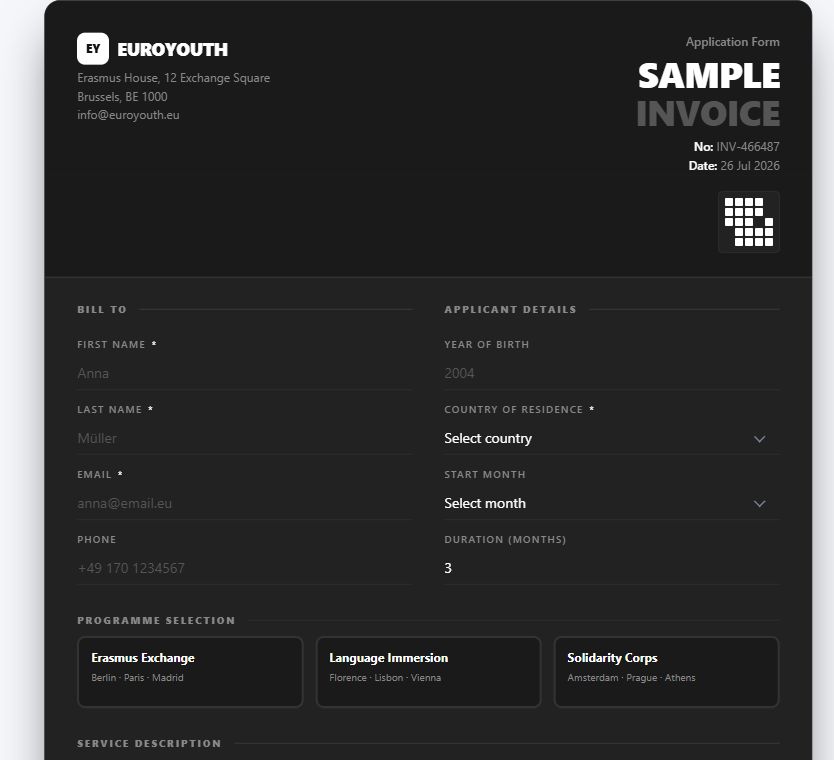 Invoice Dark — Programme Application on Umbraco