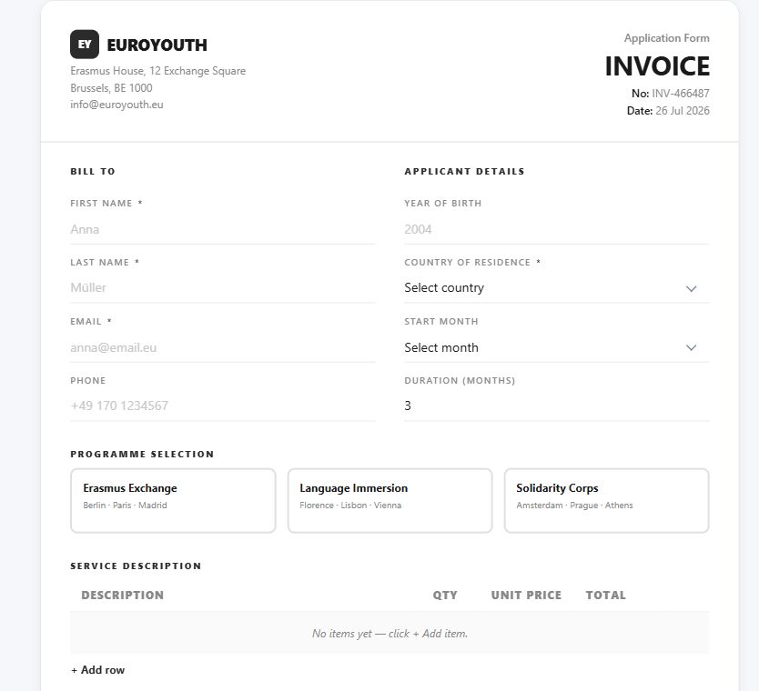 Invoice Minimal — Programme Application on Umbraco