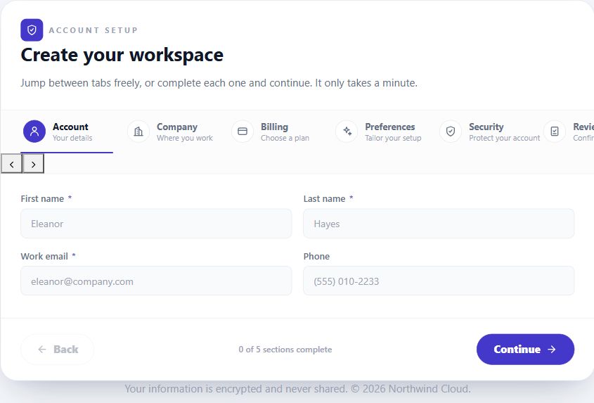 Tabbed Account Setup on Umbraco
