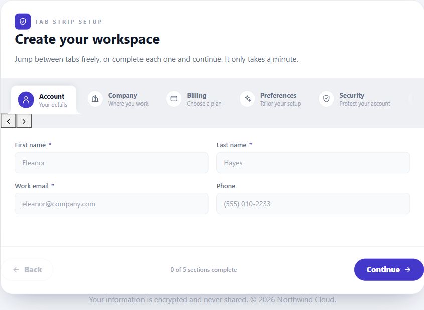 Tab Strip Account Setup on Umbraco